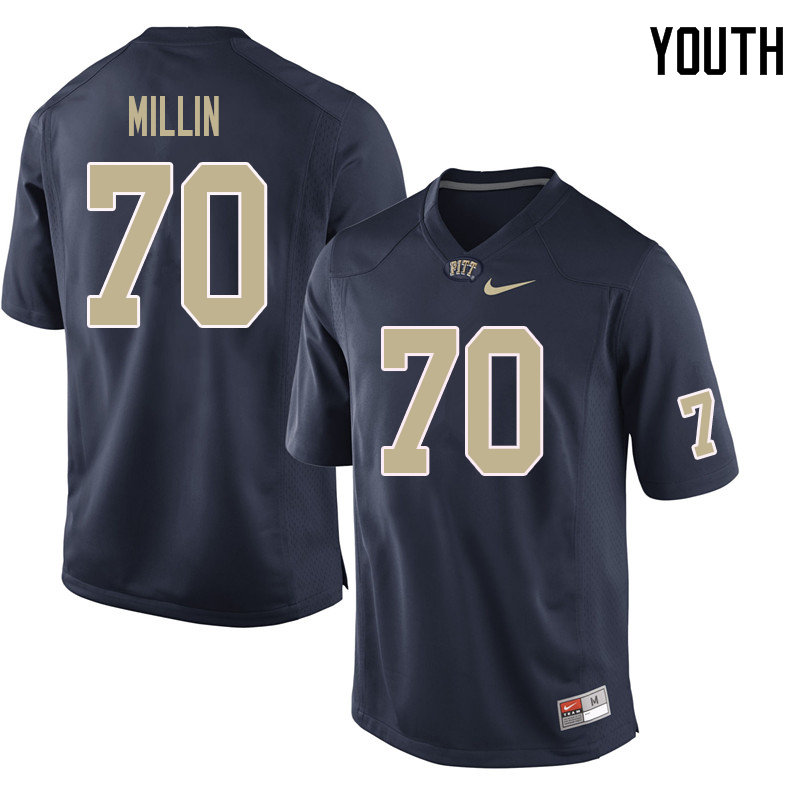 Youth #70 Stefano Millin Pittsburgh Panthers College Football Jerseys Sale-Navy